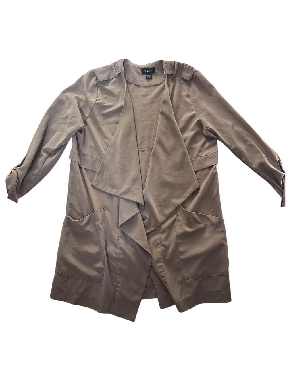 3/ $20 Seductions Waterfall Draped Duster Jacket Mauve Small Petite